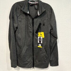 NWT Spyder Active Full Zip Gray Sweatshirt Zip Pocket Moisture Wick Men Sz Small
